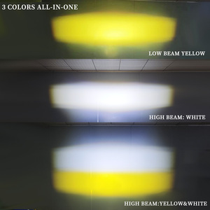 デュアルカラー4つの目オートバイ<span class=keywords><strong>LED</strong></span>ヘッドライトスポットライトSUVトラック4x4ロードワークライトのための新しい車のグリルライト変更