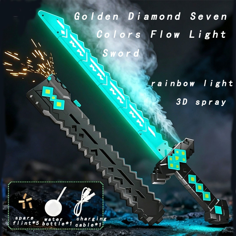 Épée Lumineuse Fluide Sept Couleurs Diamant Doré 1