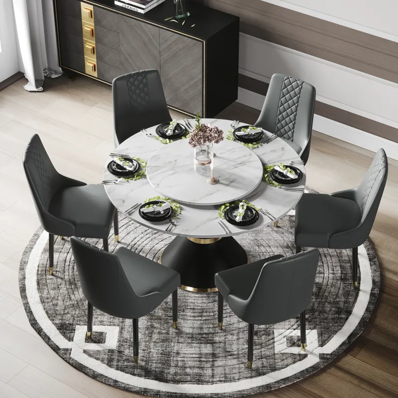 Ensemble de Table à manger 6 places et 8 chaises en marbre, Design moderne de luxe, meubles de maison