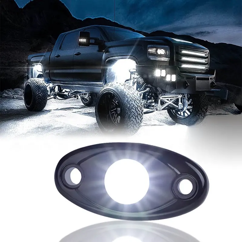 High Bright Pure White LED Rock Light Kit IP68 Waterproof Rock Lights for Jeep Trucks Off Road ATV UTV RZR SUV