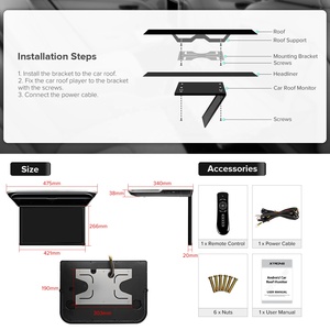 XTRONS 17.3 Inch IPS Screen Android Flip Down Car Roof <strong>Monitor</strong> 8K Built in Speaker HD-MI <strong>Input</strong> Car TV for Alphard/Vellfire - Product Image 6