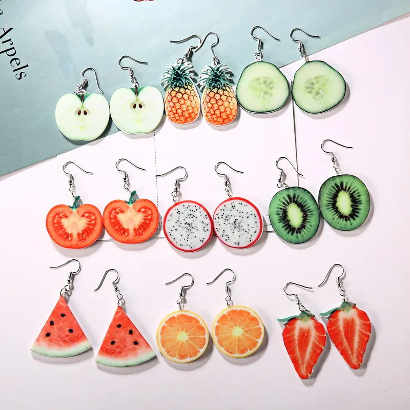 Gioielli di moda coreani orecchini di frutta in acrilico orecchini in resina all'ingrosso orecchini di gioielli in acrilico per ragazze