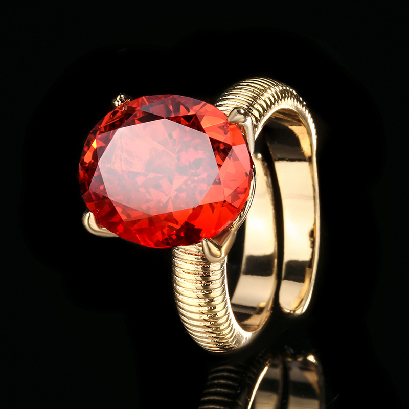 Bague rouge chinoise taille ajustable, motif Fleur de Glace.