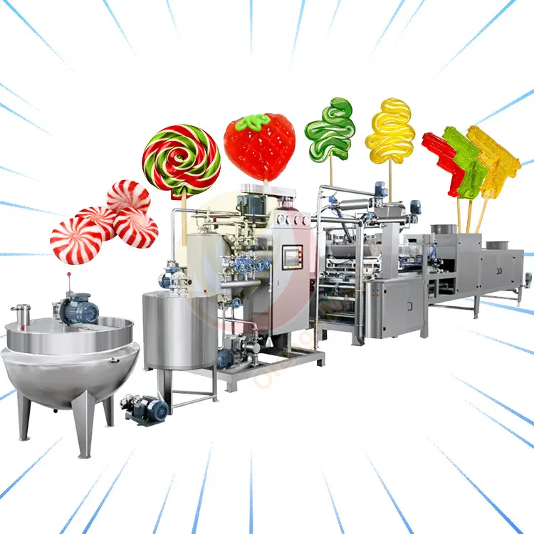 Full Automatic Small Hard Sweet Lollipop Candy Make Machine Bonbon Fabrication Production Line