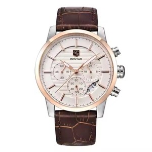 Lussuoso orologio al quarzo da uomo con puntatore Super luminoso con funzione cronometro a sei dita con quadrante diametro 40mm cinturino in pelle alla moda - Product Image 1