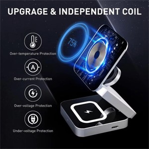 แท่นชาร์จแบบ3 in 1พับได้ระบบแม่เหล็กสำหรับ iPhone 15W แท่นชาร์จไร้สายแบบแม่เหล็กสำหรับ Apple อุปกรณ์หลายชิ้น - Product Image 5
