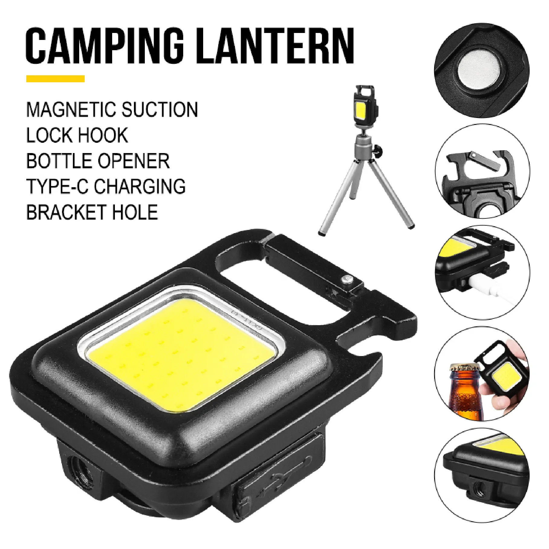 Mini linterna portátil recargable Con 3 modos de luz, linterna de bolsillo pequeña, llavero de luz de Camping, recargable por USB