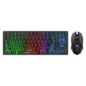 Ratón y teclado inalámbricos profesionales de alta calidad de 2,4 Ghz, interruptores de sensación mecánica, Mini teclados portátiles Multimedia de 87 teclas - Product Image 1