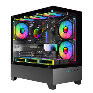 Đen Micro-<span class=keywords><strong>ATX</strong></span> ITX Tempered Glass RGB trường hợp fan hâm mộ USB3.0 giữa tháp chơi game PC máy tính Chassis trường hợp đối với máy tính để bàn - Product Image 2