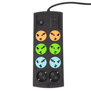 Nuevo estilo Universal y estándar de la UE Toma de corriente de 8 salidas con USB y Tipo C para el hogar o la oficina