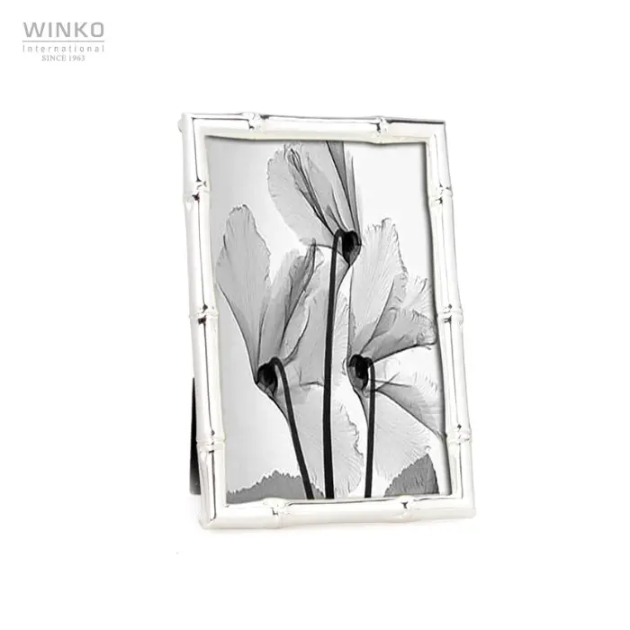 Igh Quality 10X15Cm Silver Plated Family Memories Eastern Bamboo Design Metal Photo Frame