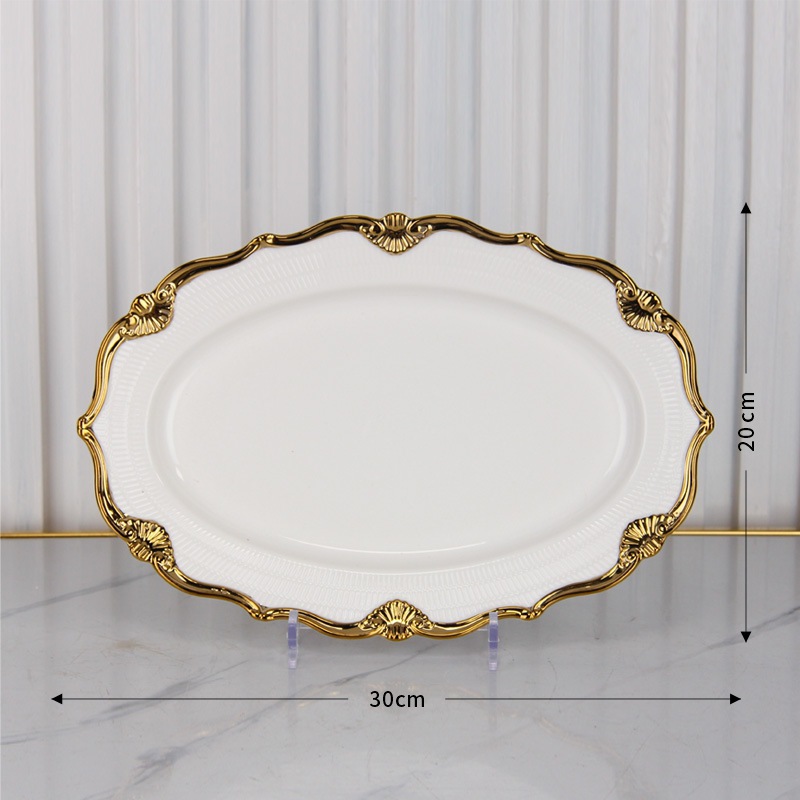 Assiette ovale blanche de 12 pouces