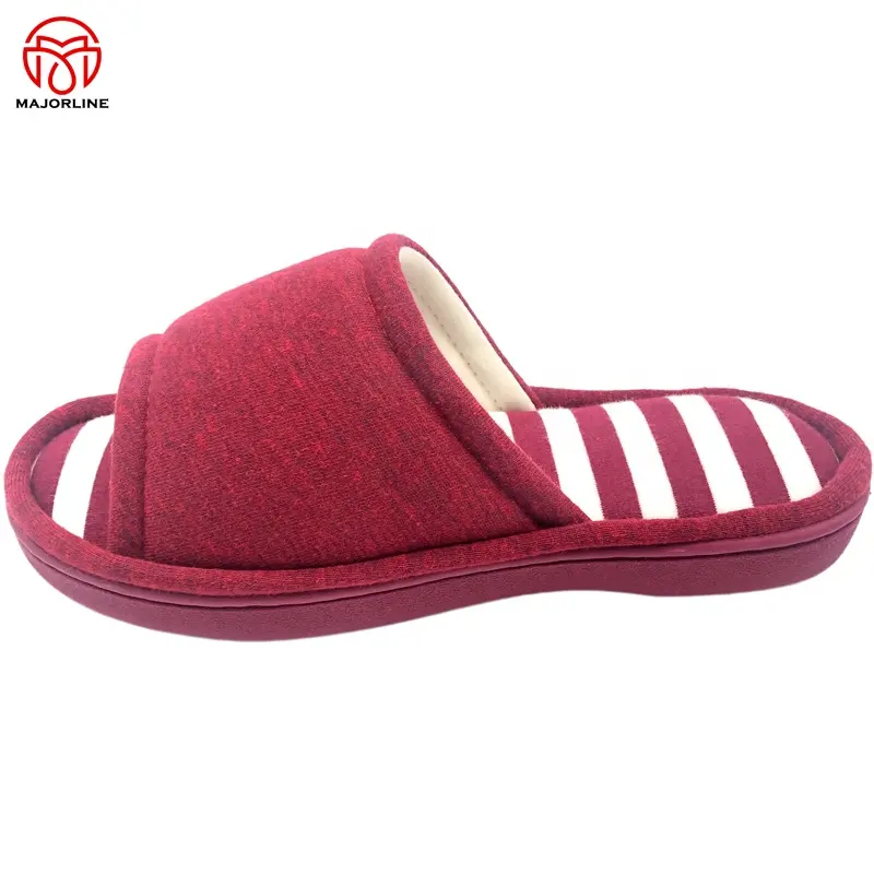 2022 New Arrival cozy slippers hot selling Cotton Jersey Fabric Open Toe Flat Slide Sandals Custom Indoor Home Bed Room Women Slippers
