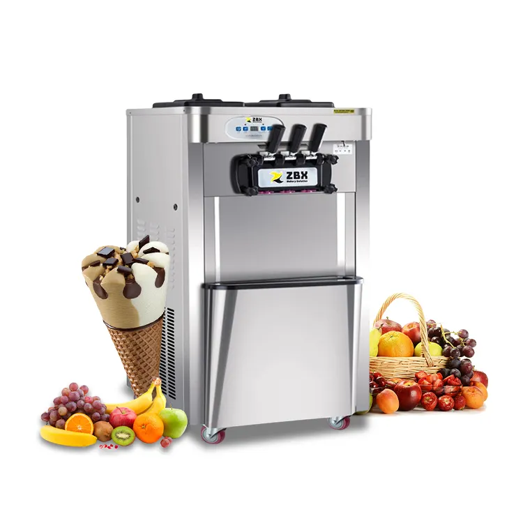 Máquina de helados comercial, 5 Gal/H, con 2 tolvas, servicio suave, para restaurantes, aperitivos, bares y supermercados