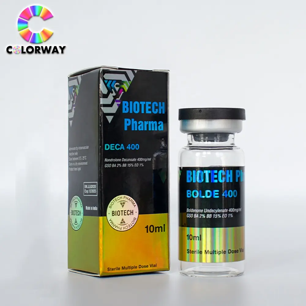 Design personalizzato gratuito muscolo sanitario sviluppare TEST C TEST E steroide 10ml olografico scatola scatola fiala farmaceutica