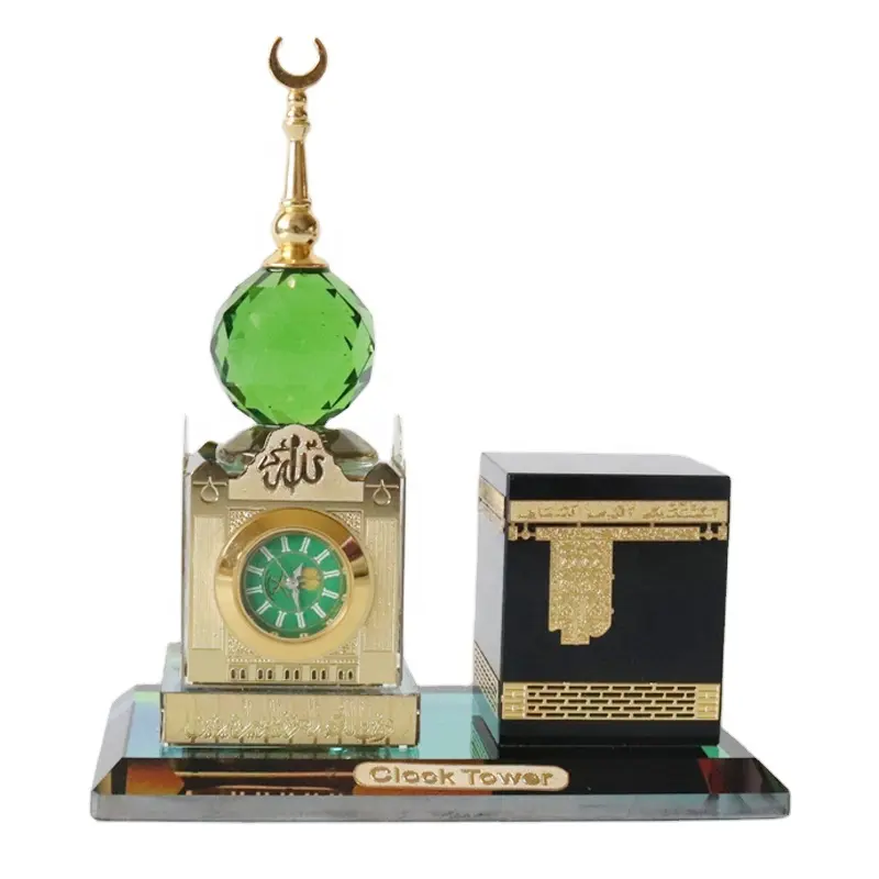 Islamitische Crystal Kaaba Ontwerp Met Klok Toren Model Set Voor Moslim Decoratie Souvenir Geschenken