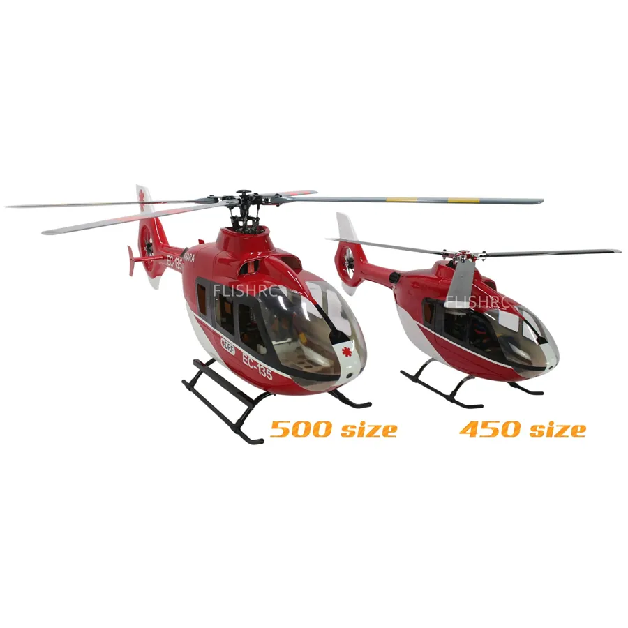 FLISHRC Roban FL500 EC135 500 Skala-Hubschrauber mit vier Rotorblättern 6CH GPS mit H1 Flugregler BNF Nichtfliegen Flügel