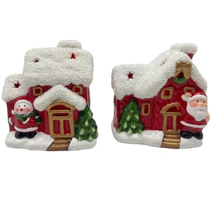 Led ışıklı özelleştirilmiş asılı seramik evler noel köyü evleri