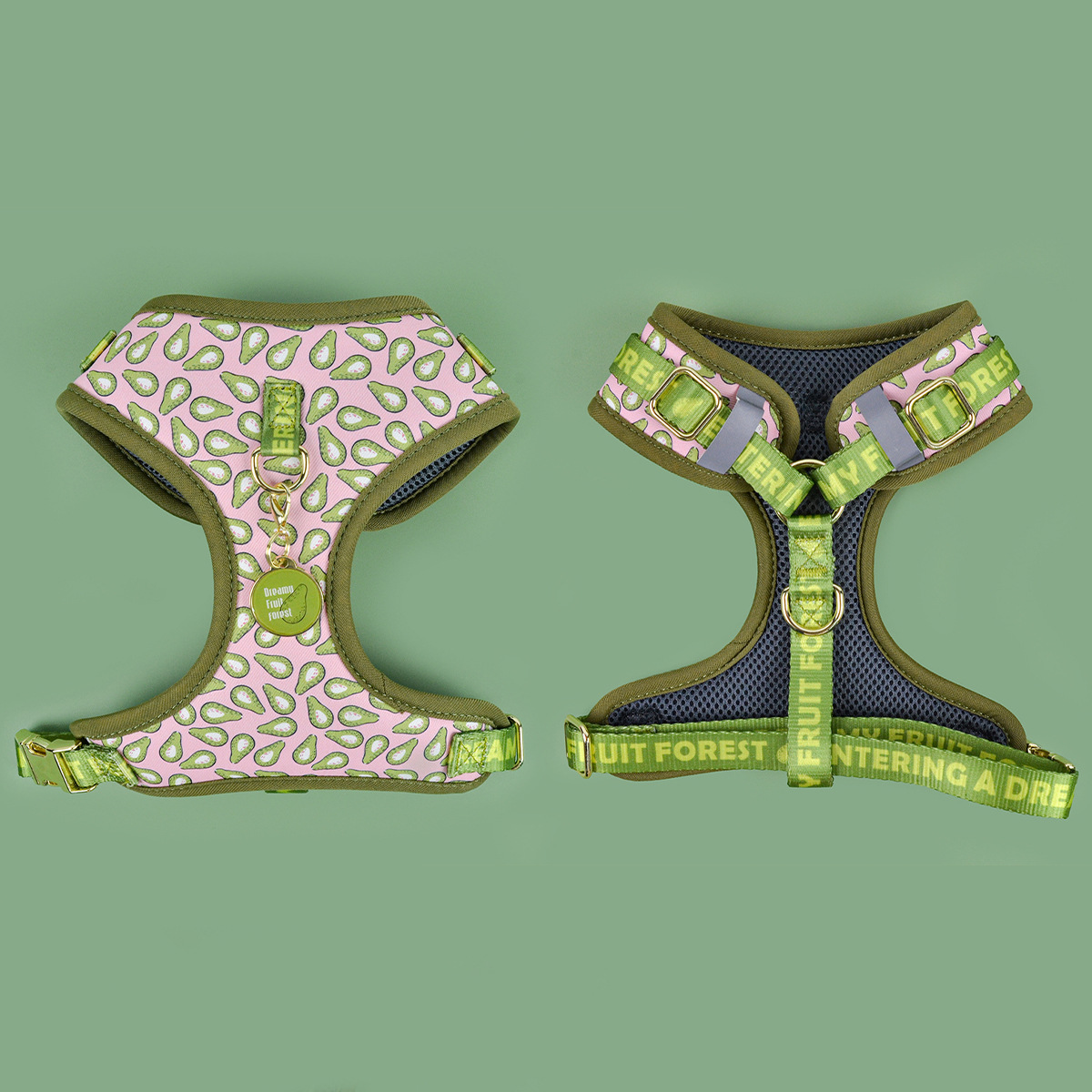Pink Avocado Harness+ID TAG