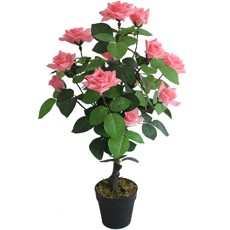 Artificial rose plants for home decoration plastic faux rose plants bonsai for sale