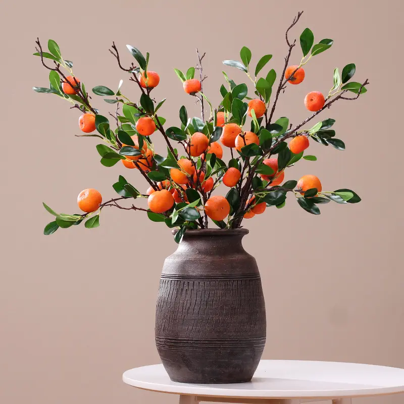 Di alta qualità piccola pianta di mandarino di plastica artificiale kumquat arancione per la decorazione di fiori artificiali