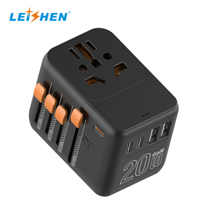 LEISHEN PD 20W güç adaptörü dünya çapında çift 2USBA ve 3USBC avustralya avrupa İngiltere ab çoklu fiş ile evrensel seyahat adaptörü - Product Image 2