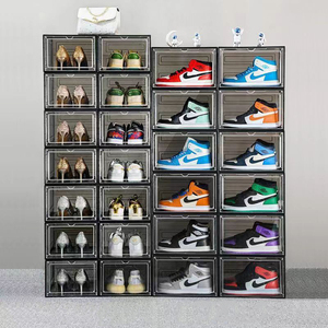 Caja abatible apilable transparente de gran capacidad, organizadores de almacenamiento de zapatos multifuncionales, contenedor de plástico PP - Product Image 6