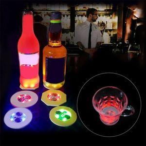 夜总会酒吧派对花瓶辉光瓶玻璃啤酒杯定制发光二极管垫汽车杯垫贴纸饮料灯