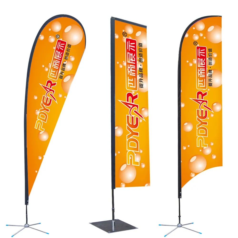 Publicité personnalisé bannières volantes bali arc voile swooper drapeau en forme de larme, bannières de drapeau de plume, drapeaux de plage