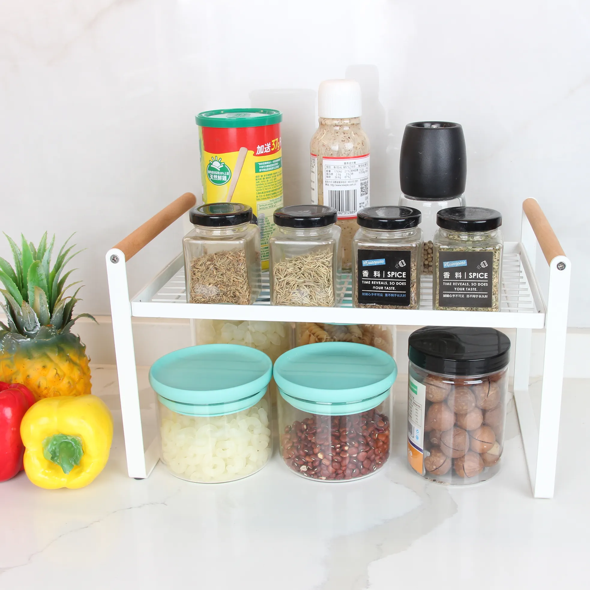 Countertop Metal Stackable Storage Shelf Rack Kitchen Cabinet Pantry Shelf Organizer