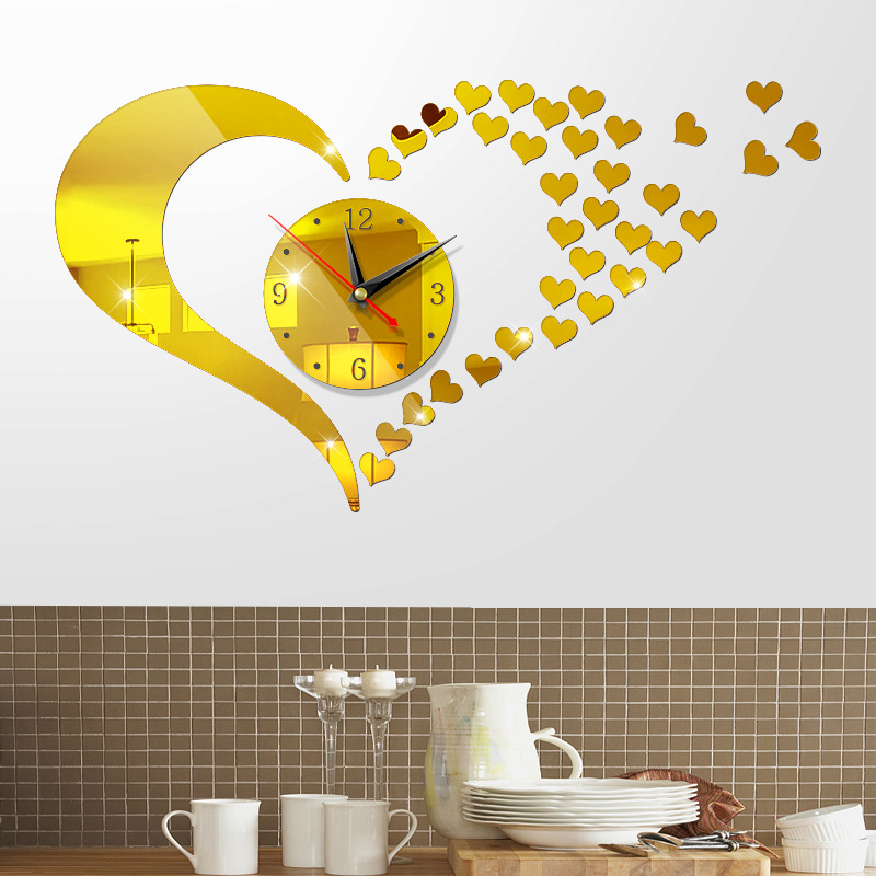 European Wholesale Home DIY 3d Acrylic Number Mirror Decorative Wall Clock