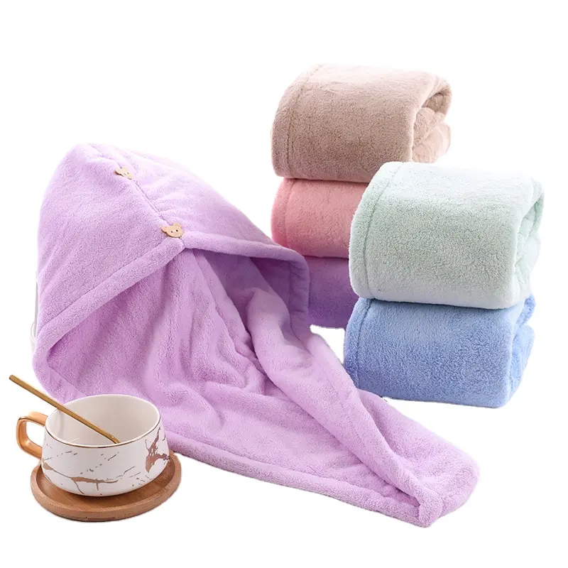 cheap microfiber hair warp quick drying ultra plush hair drying turban towel for women