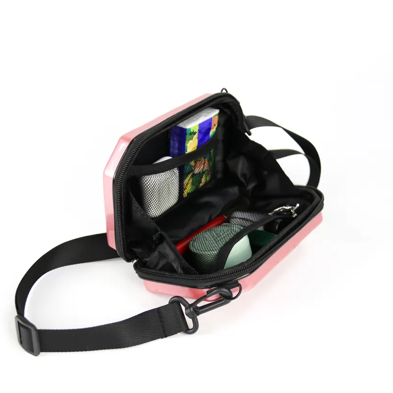 पोर्टेबल आउटडोर क्रॉसबॉडी बैग कॉस्मेटिक्स पैकेजिंग एबीएस मेकअप सेट बैग कॉस्मेटिक बैग मेकअप केस
