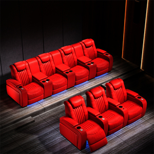 Yüksek kaliteli ev sineması recliner fonksiyonel kanepe elektrikli recliner film kanepe oturma odası kanepe mobilya seti kırmızı deri sandalye