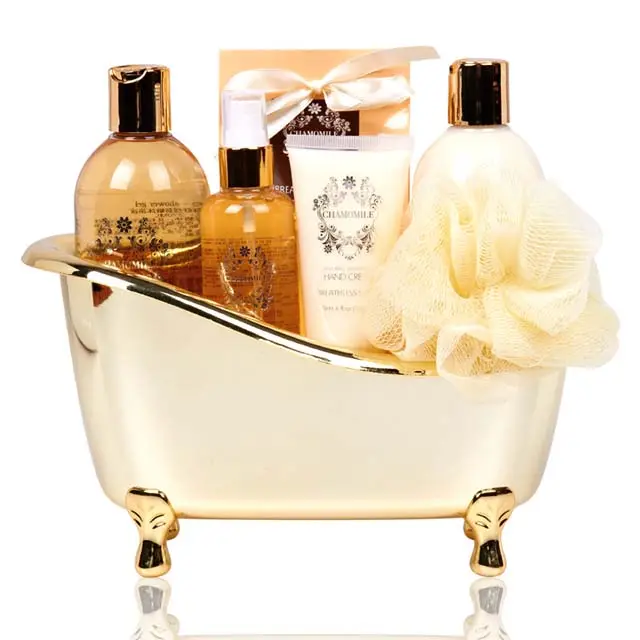 Conjunto de presente de spa com perfume camomil, 6 peças, cesta de presente perfeito para relaxamento da casa