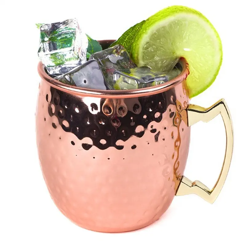 Wholesale Stainless Steel Moscow Solid Plated Pineapple Coffee Beer Cup Hammered Vodka 16oz Mule Copper Mug