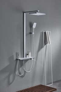 Panel de ducha termostático de primera calidad para uso en apartamentos, Control de botón pulsador, 4 Funciones, lluvia, estilo Piano, diseño suave incorporado - Product Image 2