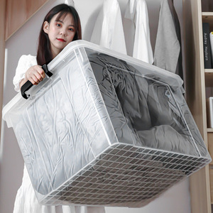 Large Comforter Storage Box Plastic <strong>Rectangular</strong> Storage Bin Clothes Storage <strong>Containers</strong> <strong>with</strong> <strong>Lids</strong> - Product Image 4