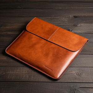 Hersteller benutzer definierte stilvolle Retro-Design braun Premium Top Layer echte echte Rindsleder Laptop Laptop Schutzhülle Fall