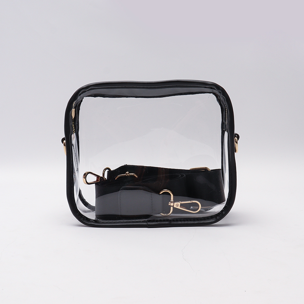 black pvc transparent crossbody bag