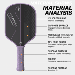ไม้พิคเคิลบอล T700 สำหรับ <span class=keywords><strong>Pico</strong></span> ผ้าคาร์บอนไฟเบอร์หลากสี ผิวด้าน แกน PP รังผึ้ง น้ำหนัก 230 กรัม - Product Image 2