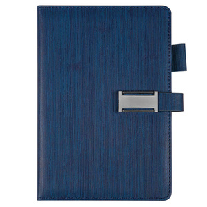 Bloc de notas de tapa dura para oficina de negocios de cuero PU A5 con logotipo personalizable de botón - Product Image 1
