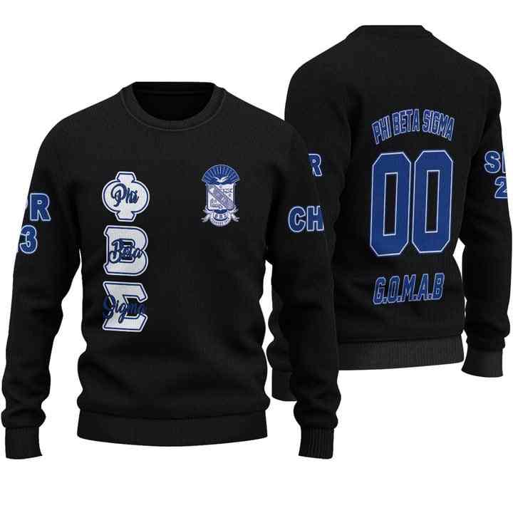 Phi Beta Sigma เสื้อกันหนาวแบบถักสีน้ำเงินเข้มสเวตเตอร์แบบลำลองออกแบบได้เองสำหรับผู้หญิงจัมเปอร์คริสต์มาสที่น่าเกลียดเสื้อกันหนาวแบบสวมหัวเสื้อสวมหัวคอกลมสำหรับฤดูหนาว