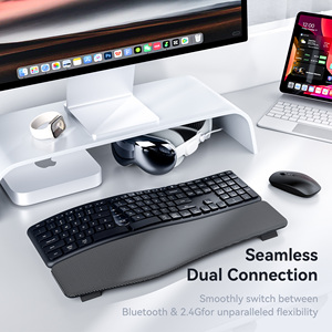 T1 Bluetooth Tri-mode Teclado ergonómico recargable Ratón vertical Combo Teclado inalámbrico con reposamuñecas acolchado