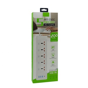 Toma de corriente universal multiinterruptor con protección contra sobrecarga, salidas de 5 vías con USB A y USB C, tira de alimentación móvil portátil