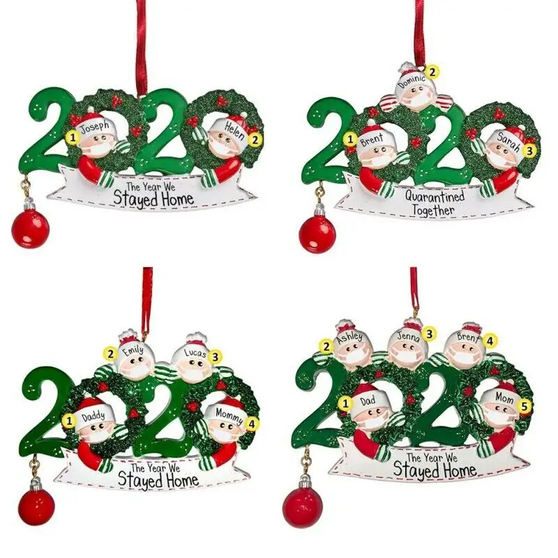 2020 vendite calde Personlized Nome FAI DA TE Compilabili Albero Di Natale Ornamento di Quarantena Famiglia Decorazioni di Natale regalo di Festa decorazione