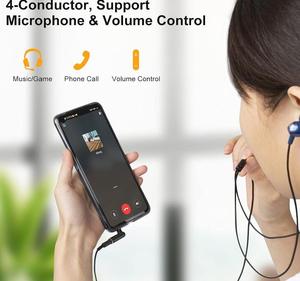 角度3.5毫米音频适配器，1/8 TRRS立体声耳机连接器公对母兼容黑色 - Product Image 4