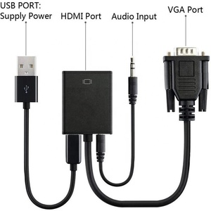 Adaptador VGA a HDMI para Monitor TV Active 1080P salida de Video con Audio, convertidor VGA a HDMI Compatible con computadora de PC