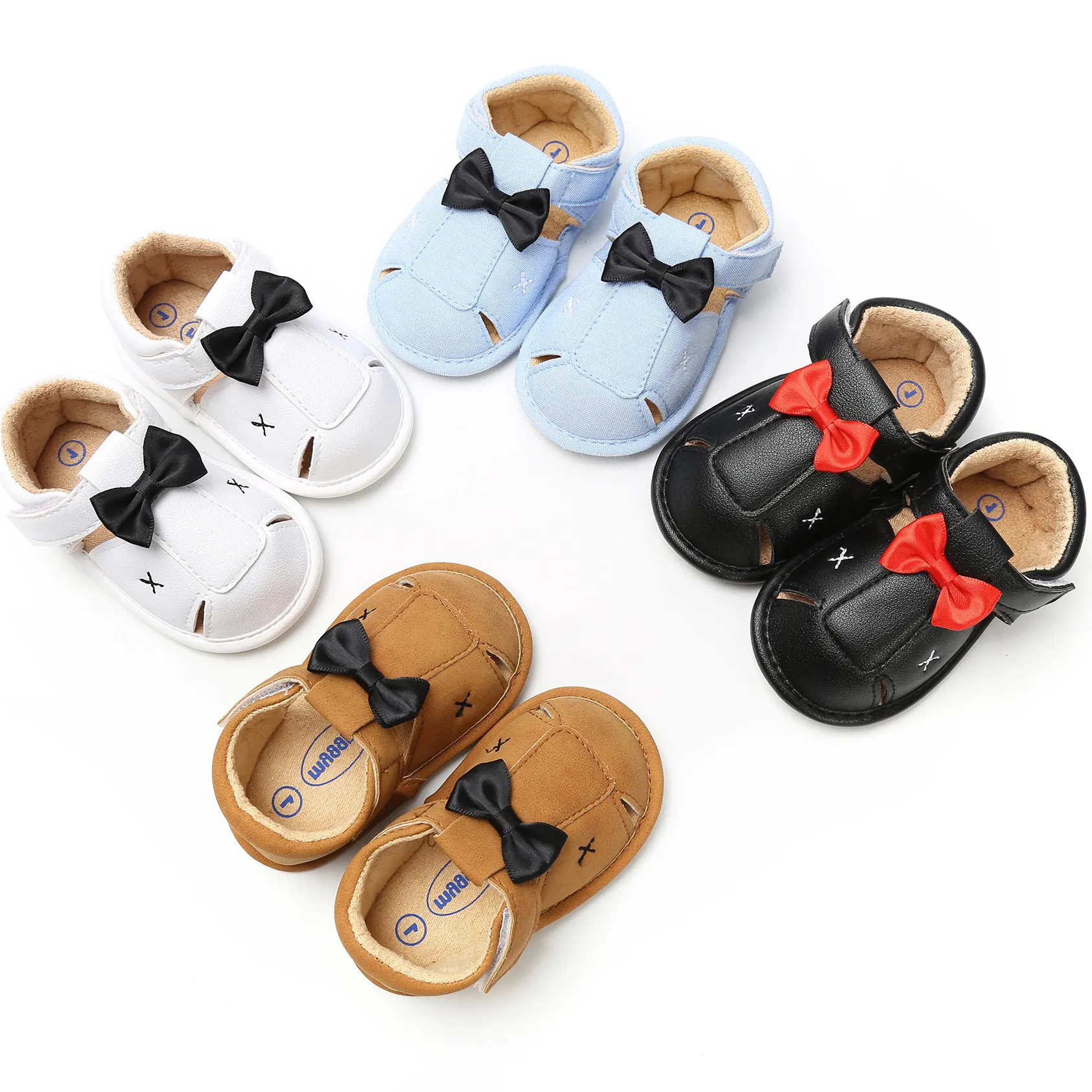 Zapatos de cuero PU de verano con bowknot antideslizante bebé descalzo Sandalias para niños pequeños