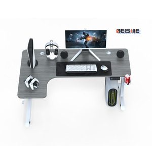 Elegante tavolo per Computer regolabile in altezza con Design a forma di L grande Desktop per spazio di lavoro senza disordine - Product Image 1